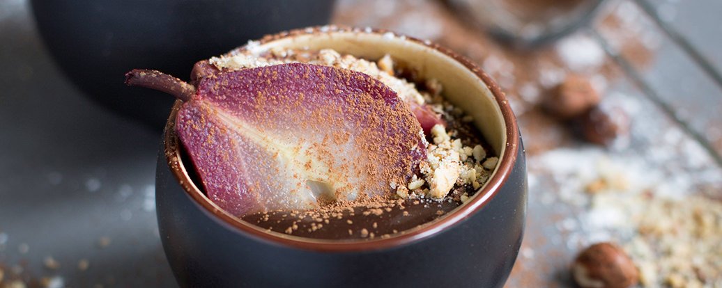 Glühweinbirnen auf Lebkuchenmousse • Vegan Taste Week