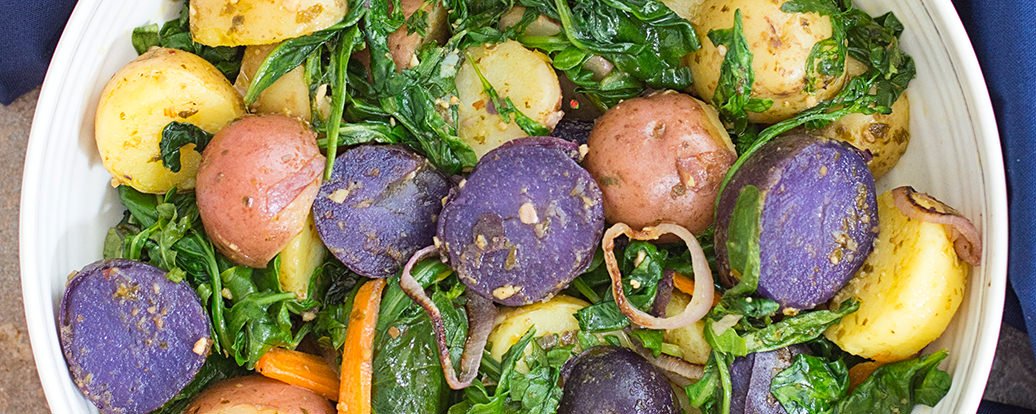 Kartoffelsalat mit Rucola und Spinat • Vegan Taste Week